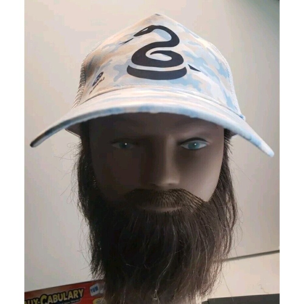 Subaru auto hat classic white mesh with back with light blue camo snake design